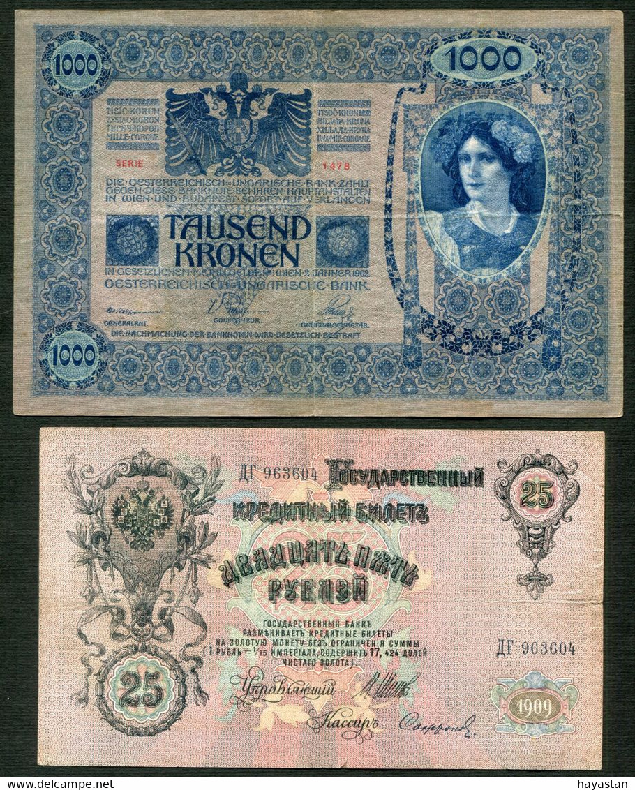 LOT DE 5 BILLETS D' ALLEMAGNE - AUTRICHE - POLOGNE - RUSSIE - Kiloware - Banknoten