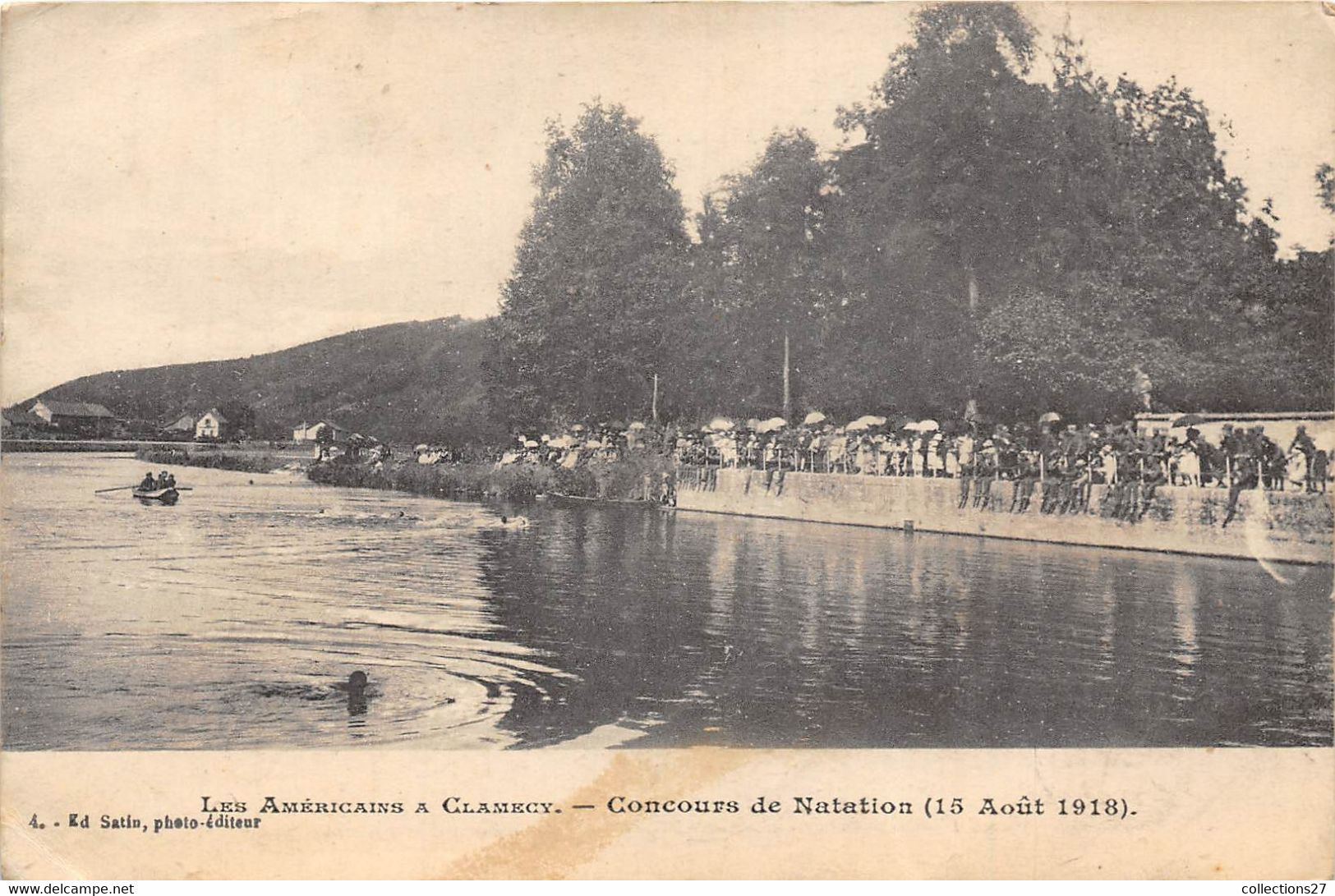 58-CLAMECY- LES AMERICAINS A CLAMECY- CONCOURS DE NANTATION 15 AOÛT 1918 - Clamecy