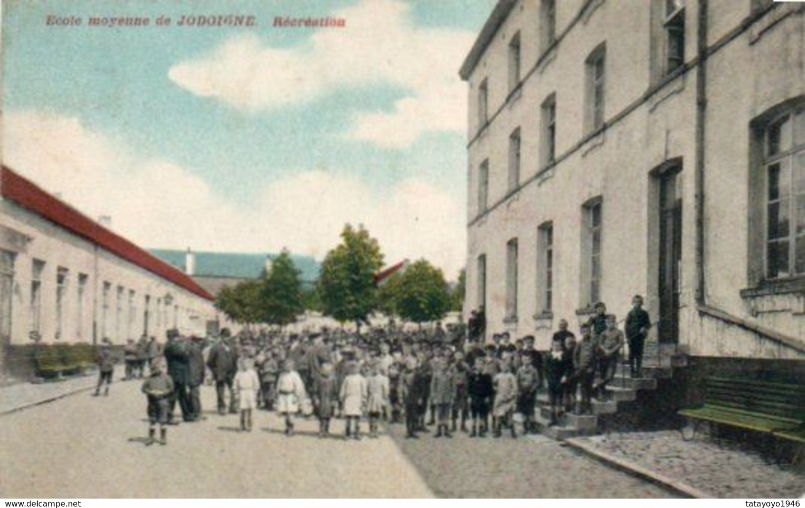 Jodoigne école Moyenne  Récréations Super Animée  Carte Colorisée Circulé En 1911 - Jodoigne