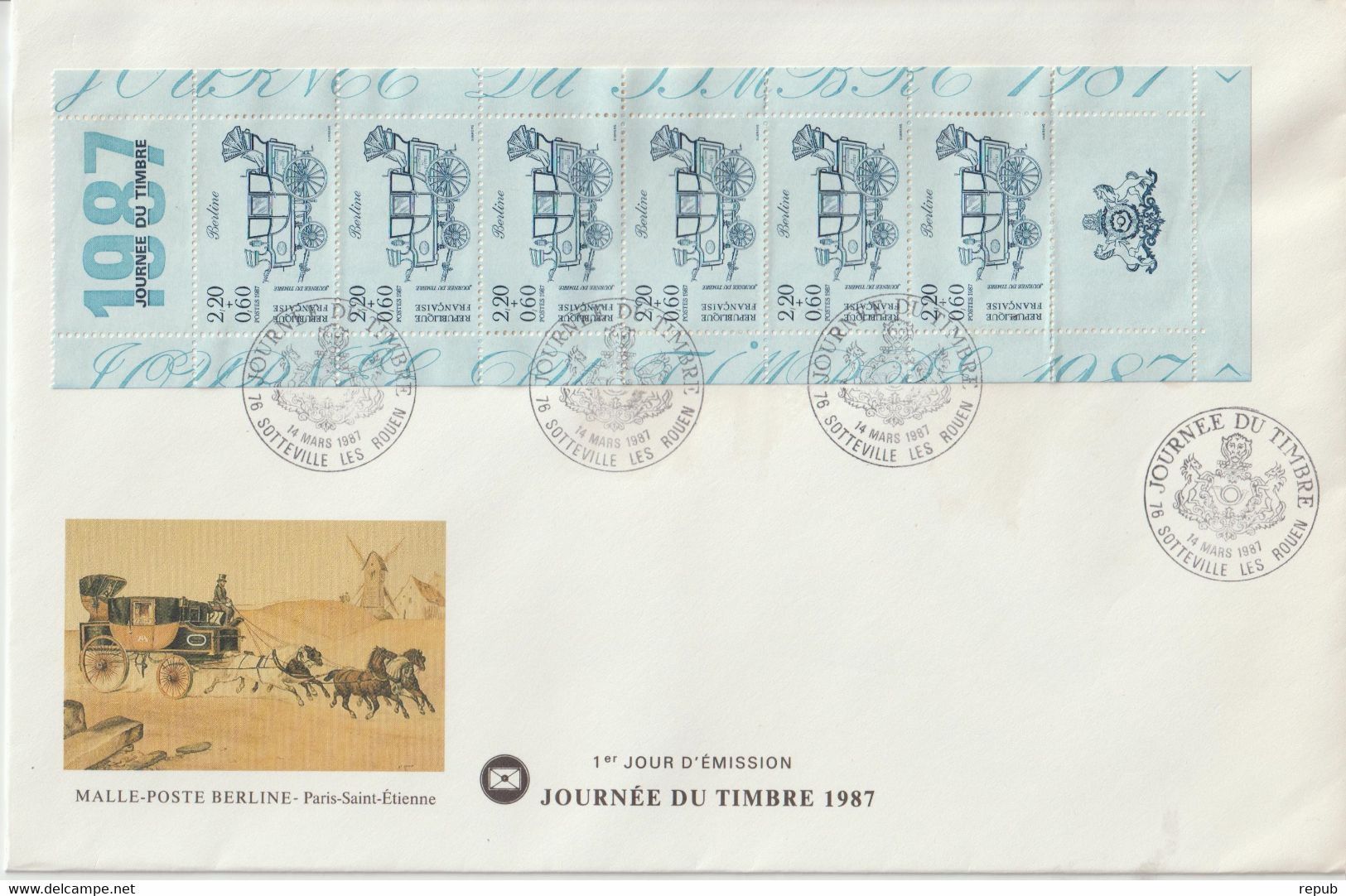 France FDC Grand Format 1987 Journée Du Timbre BC 2469A - 1980-1989