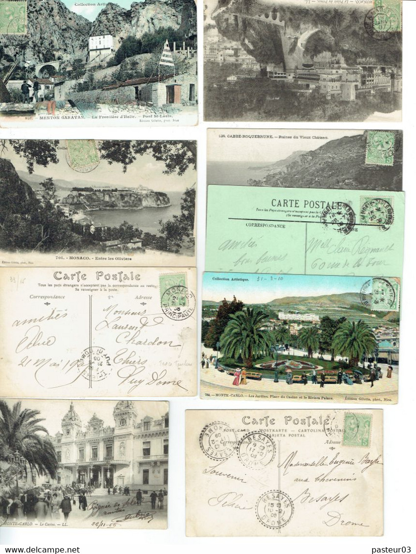 22 Monaco Albeert 1er 5 C. Vert Lot De 9 CP - Storia Postale