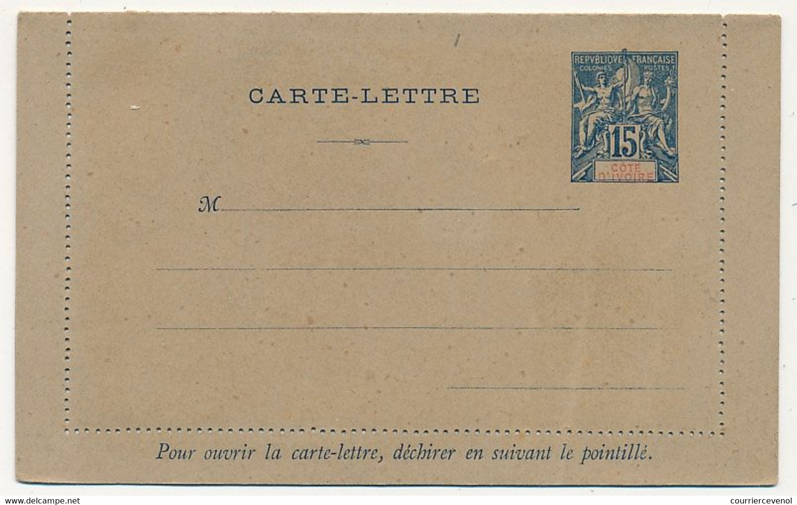 COTE D'IVOIRE - Entier Postal (Carte-Lettre) 15c Groupe Bleu Foncé Sur Gris - Ref CL 1 - Nuovi