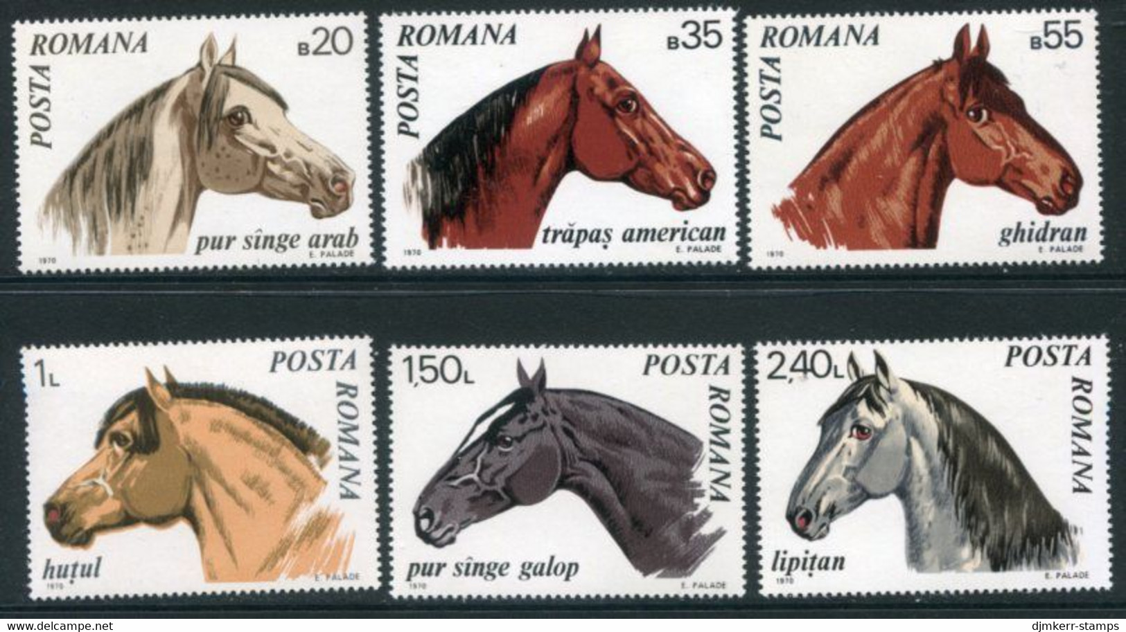 ROMANIA 1970 Horses MNH / **.  Michel 2888-93 - Neufs