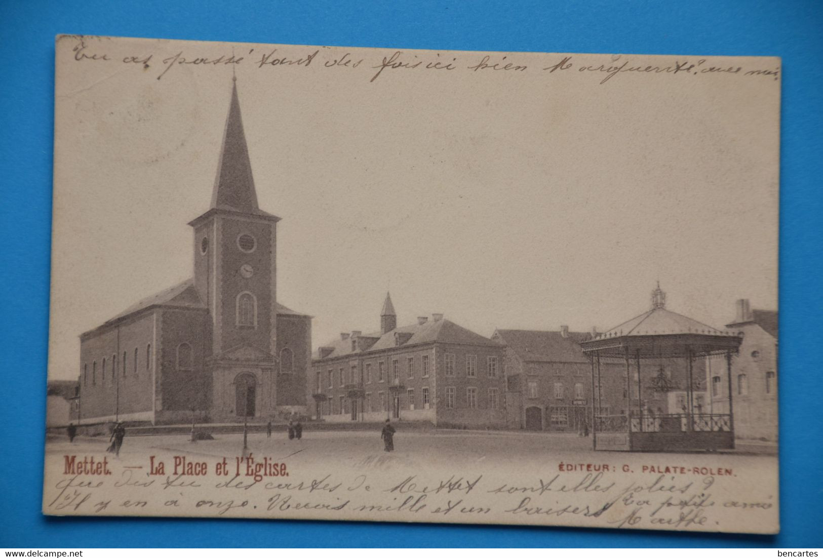 Mettet 1902: La Place, L'église Et Le Kiosque Animée - Mettet