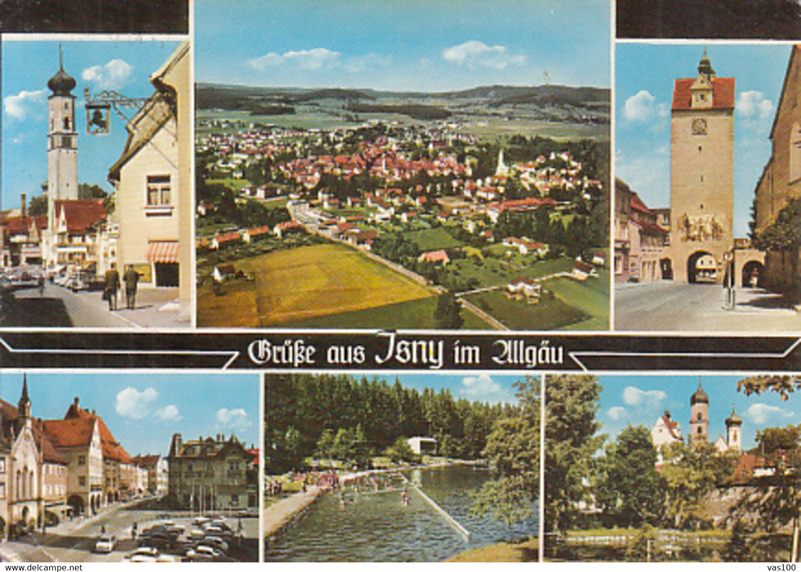 CPA ISNY- DIFFERENT VIEWS, PANORAMA, STREET VIEWS, LAKE, CAR - Isny