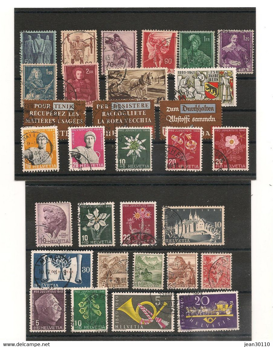 1941/49 LOT DE TIMBRES OBLITÉRÉS CÔTE : 40,50 € - Oblitérés