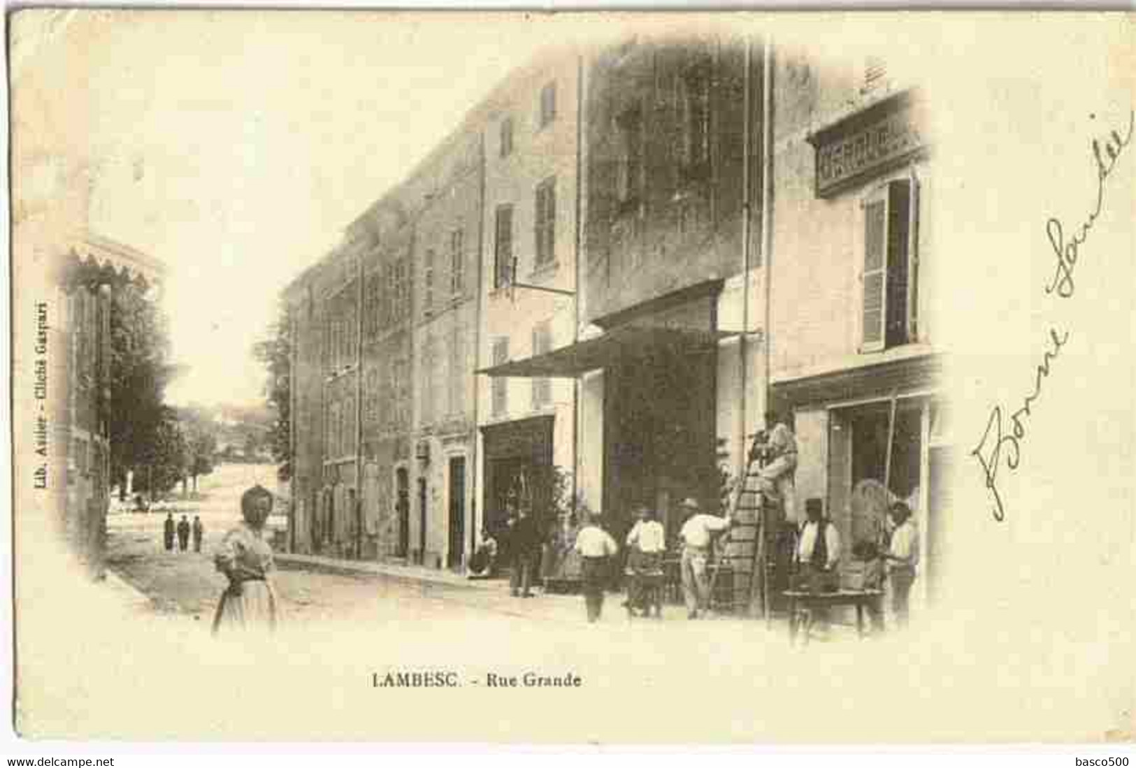 1903 LAMBESC : Le CERCLE Dans La Rue GRANDE Animée - Lambesc