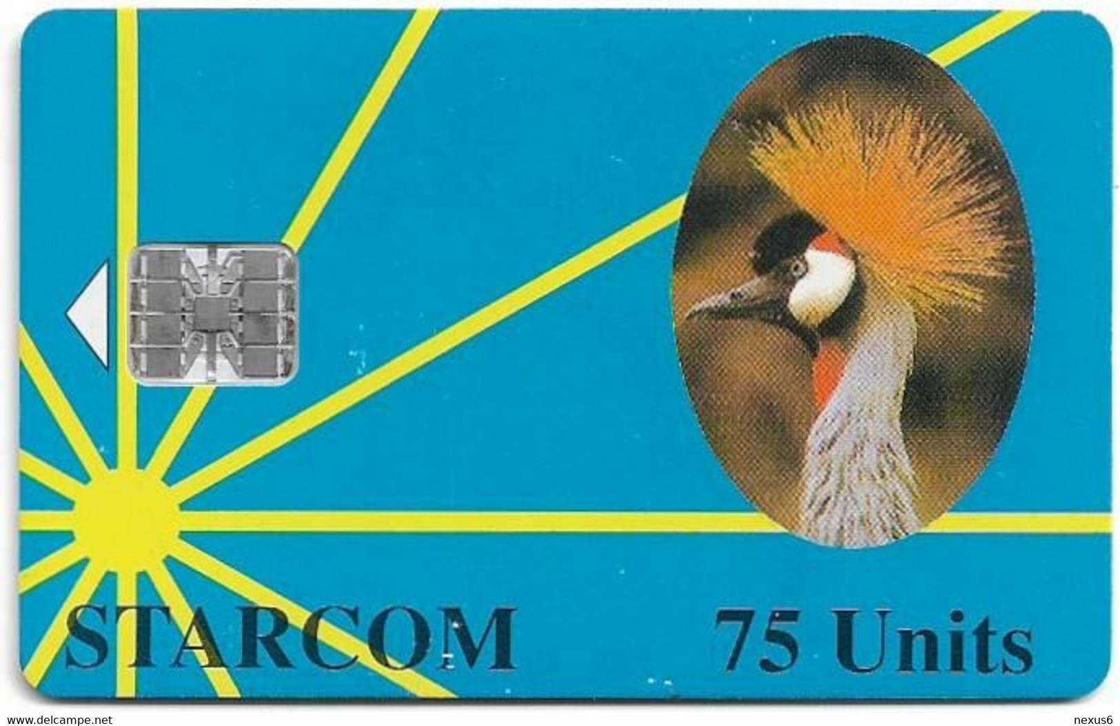 Uganda - Starcom - Crane Bird (Blue), No CN. No Innovatron, (Reverse #1B), SC7, 75U, Loaded - Used - Ouganda