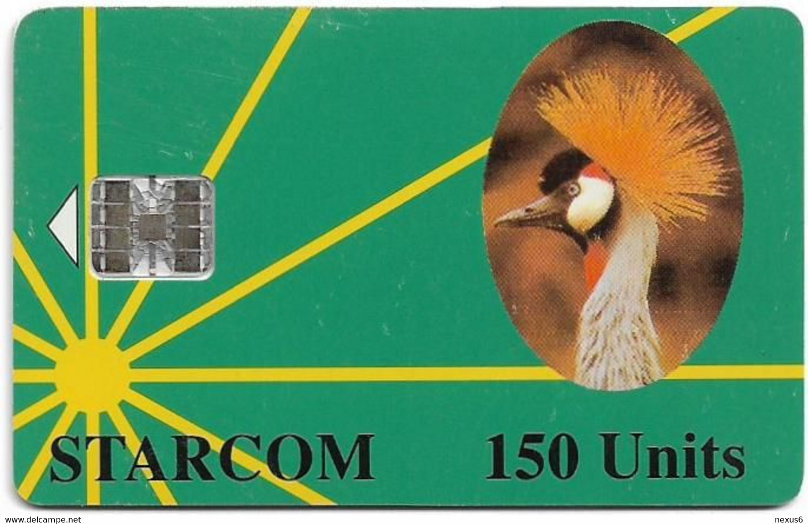 Uganda - Starcom - Crane Bird (Green), Cn. C52148743, (Reverse #1), SC7, 150U, Used - Uganda