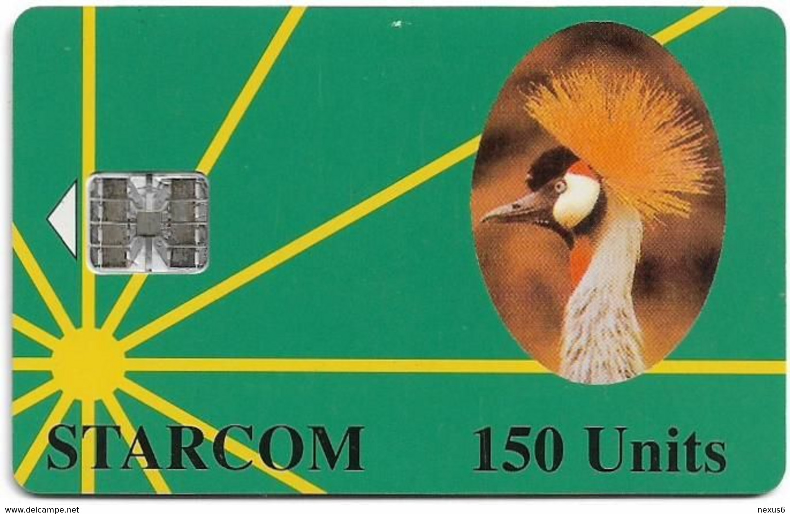 Uganda - Starcom - Crane Bird (Green), Cn. C52148744, (Reverse #1), SC7, 150U, Used - Uganda