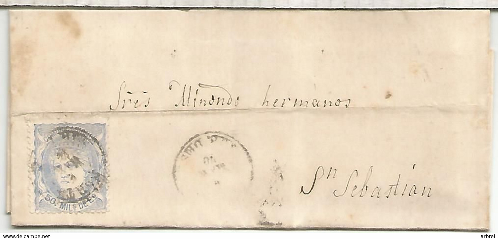 ENVUELTA A TOLOSA 1870 - Storia Postale