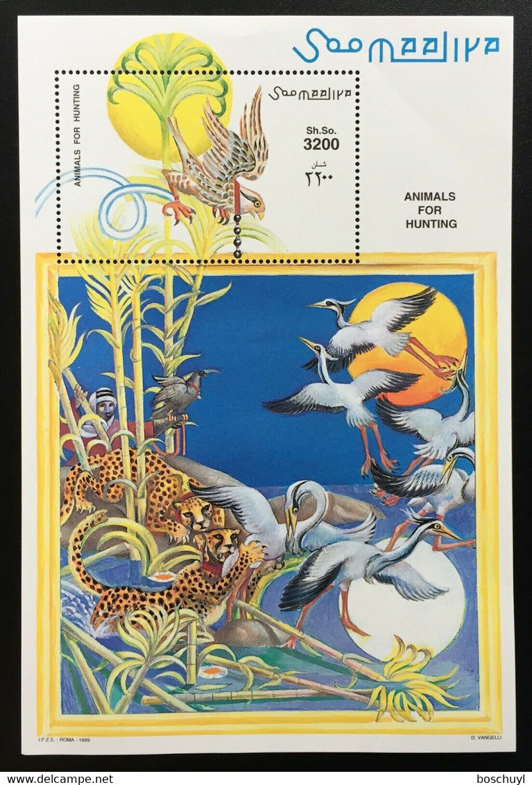 Somalia, 1999, Animals For Hunting, Falcon, Bird Of Prey, MNH, Michel Block 58 - Somalie (1960-...)