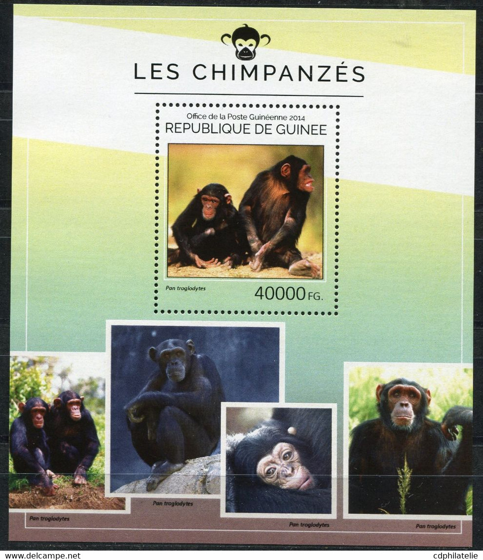 GUINEE THEME FAUNE PRIMATES BF 1692 CHIMPANZES - Chimpanzés