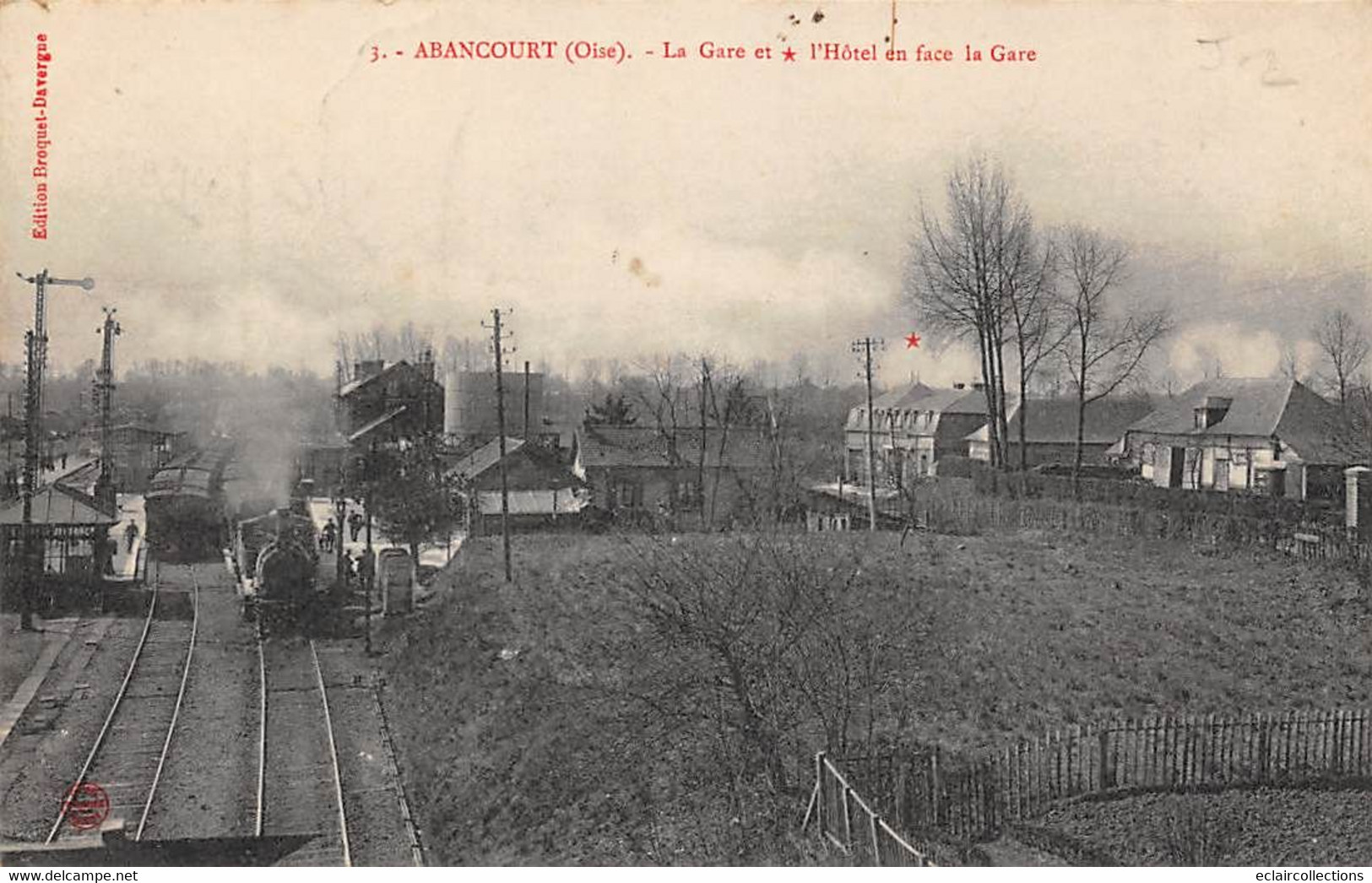 Abancourt       60          Intérieur De La Gare Et L'Hôtel En Face La Gare        (voir Scan) - Autres & Non Classés