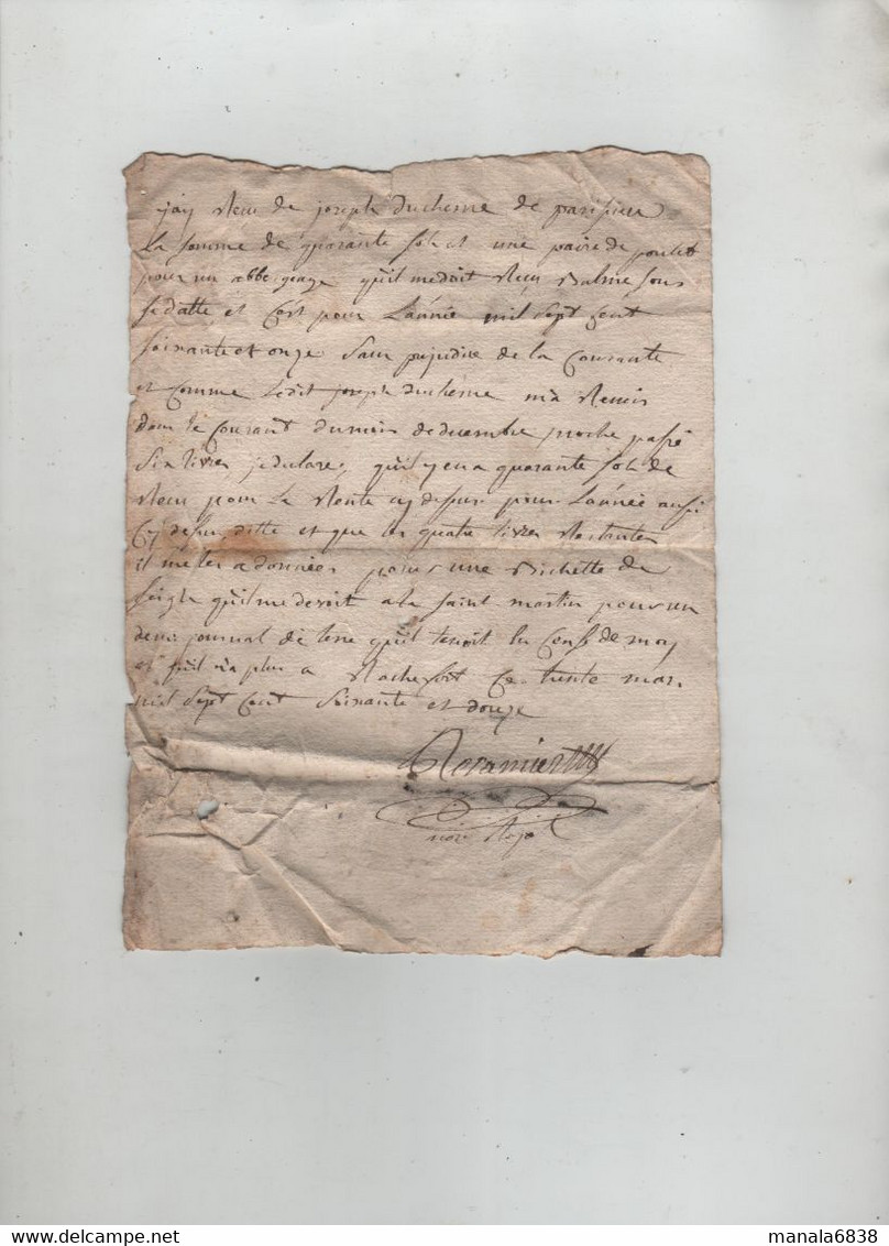 Duchesne Parissieu Paire De Poulets Abergeage Bichette De Seigle à La Saint Martin 1772 Rochefort à Identifier - Historische Dokumente