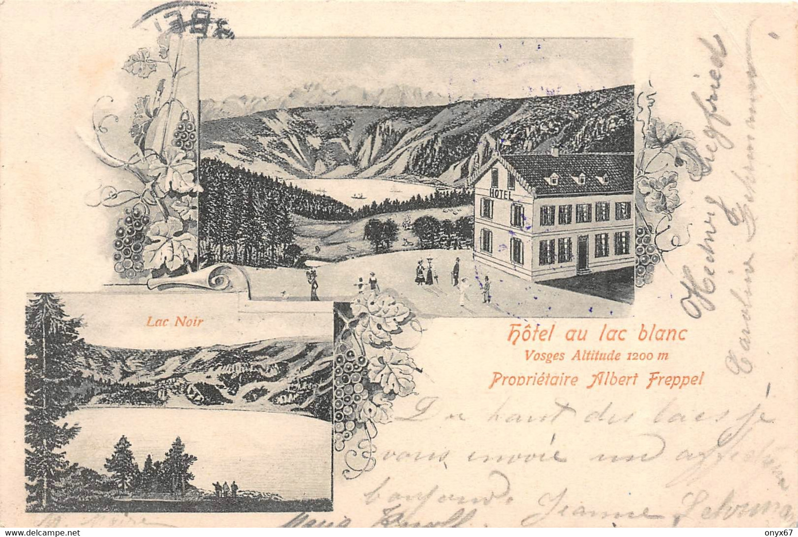 WEISSER SEE-Lac Blanc-Urbeis-Orbey-Vogesen Massif Vosges-68-Haut Rhin-Illustrateur-Dessin-Dessinée-1899-Cachet Pub Hôtel - Orbey