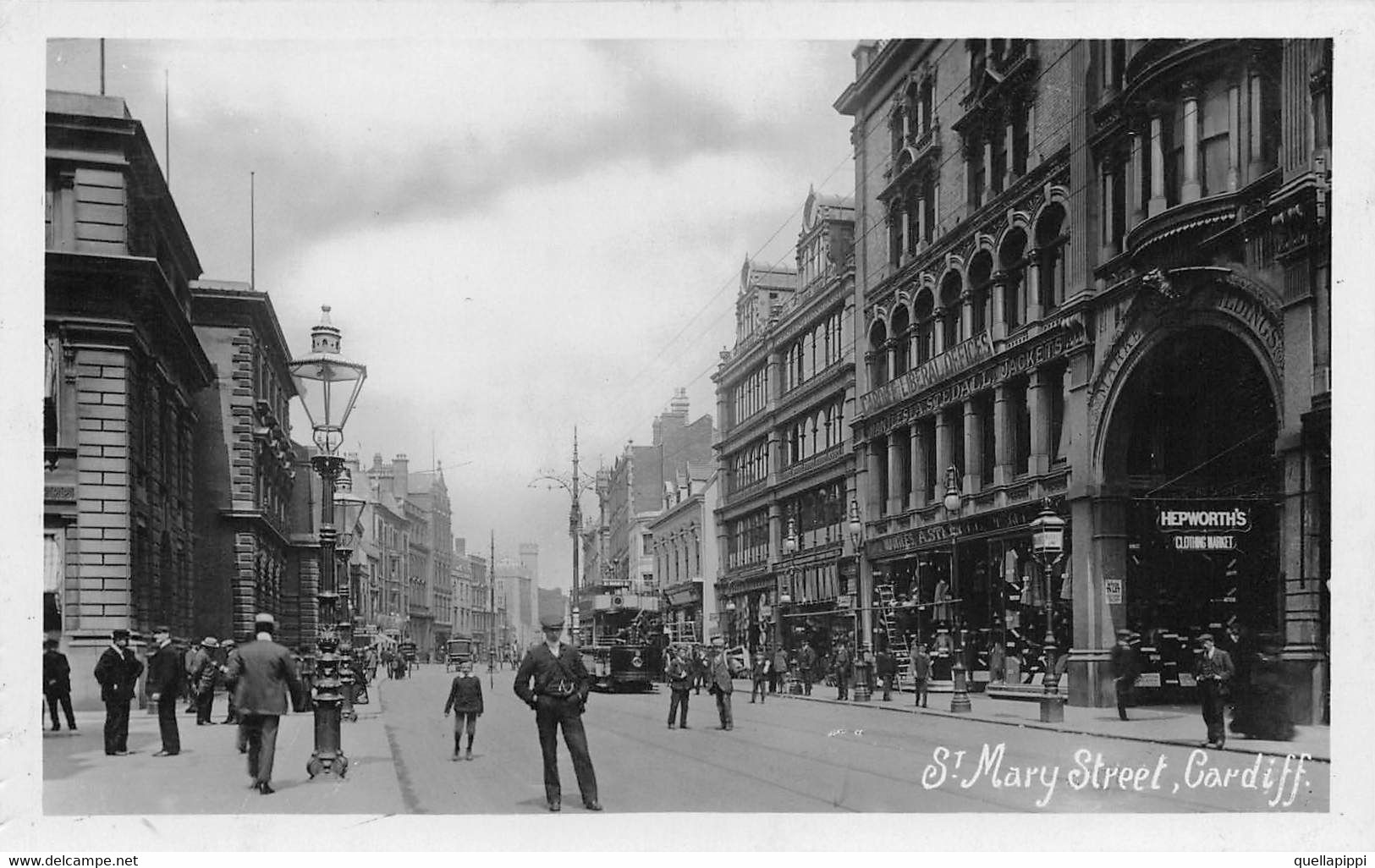 M011589 " ST. MARY STREET-CARDIFF"(1912) ANIMATA-TRAMWAY-VERA FOTO CART NON SPED - Glamorgan