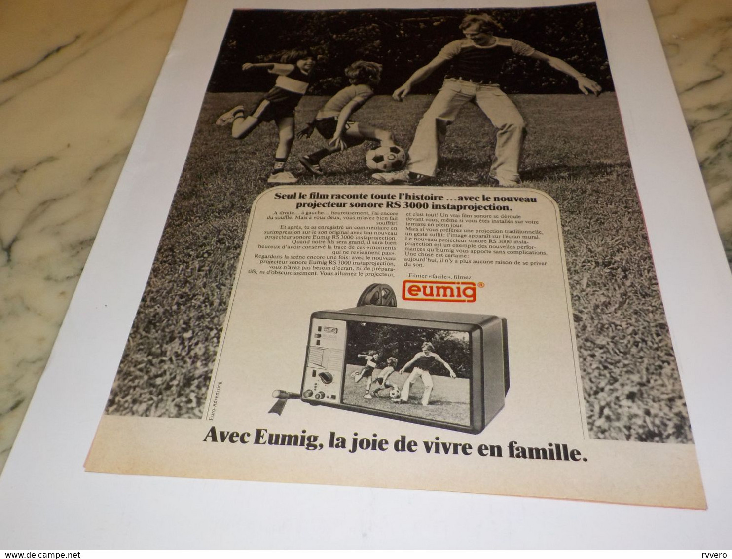 ANCIENNE PUBLICITE INSTAPROJECTION RS 3000 EUMIG 1978 - Projectores