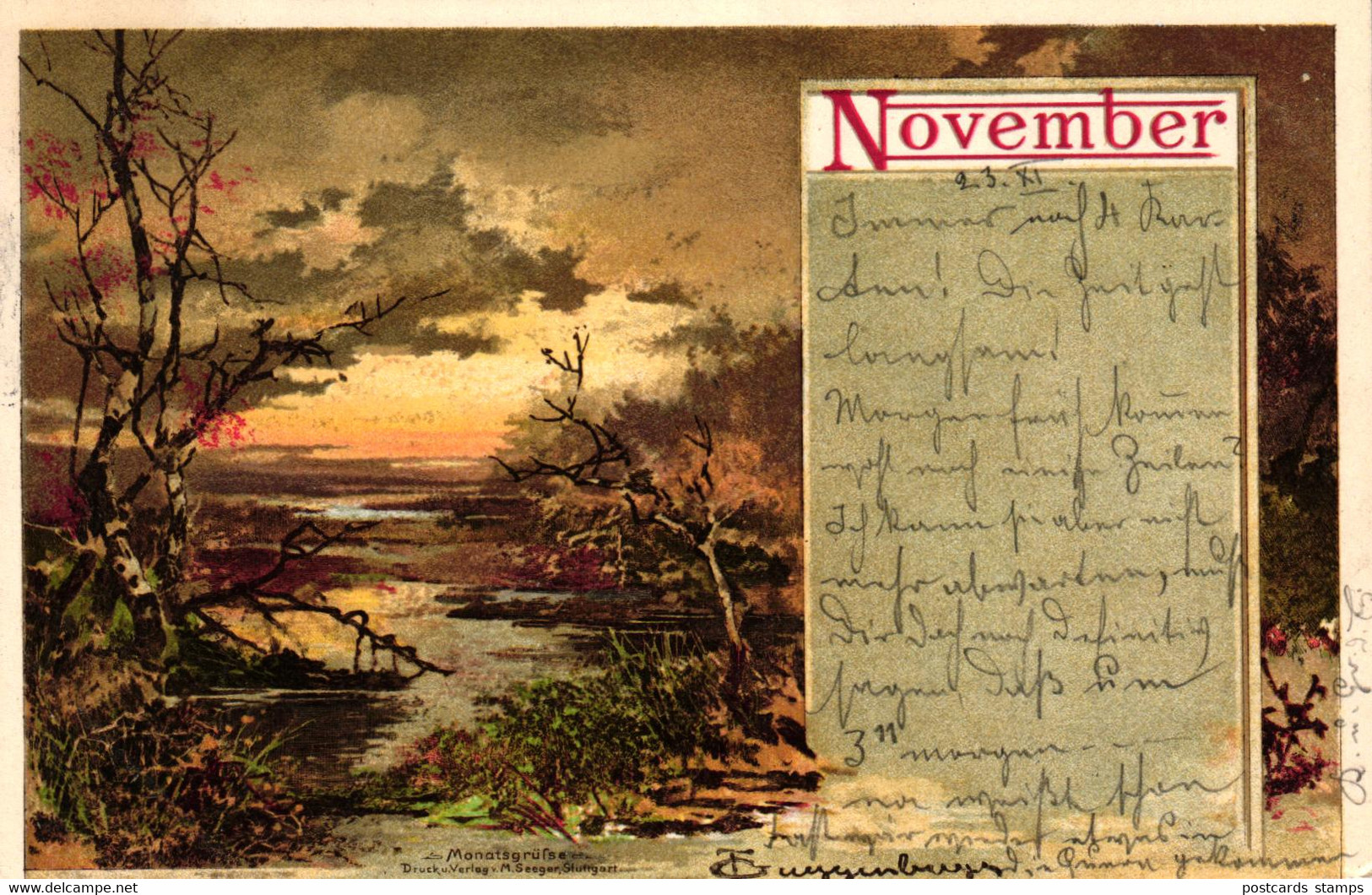 Monatsgrüße, Monat "November" Sign. Guggenberger, 1901 - Guggenberger, T.