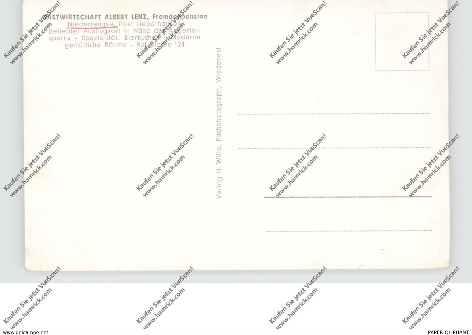 5275 BERGNEUSTADT - NIEDERRENGSE, Gastwirtschaft Albert Lenz - Bergneustadt