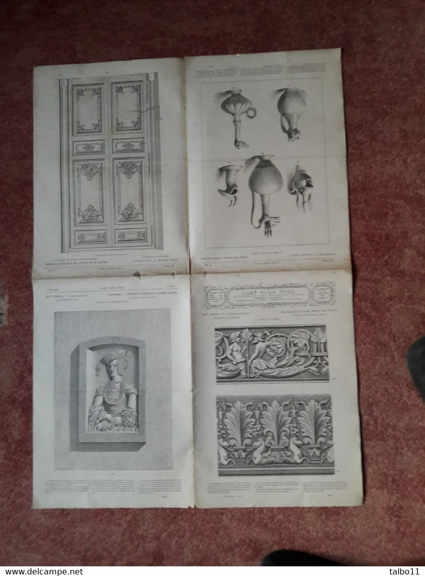 Lot De 7 Numeros De " L'Art Pour Tous"  1872 à 1879  - Planches De 60/ 84 Cm Pliees En 4 - Encyclopedie De L'art Indust. - Other Plans