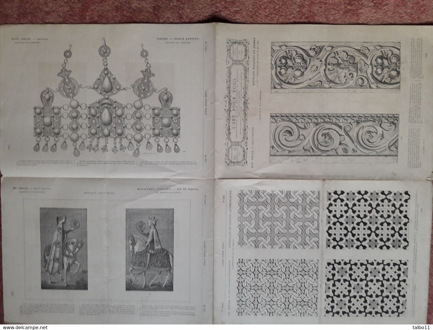 Lot De 7 Numeros De " L'Art Pour Tous"  1872 à 1879  - Planches De 60/ 84 Cm Pliees En 4 - Encyclopedie De L'art Indust. - Other Plans