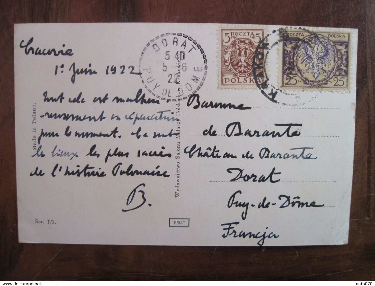 1922 Pologne Polska CPA Ak Krakow Wawei Galeries Du Château Royal Dorat Poland - Storia Postale