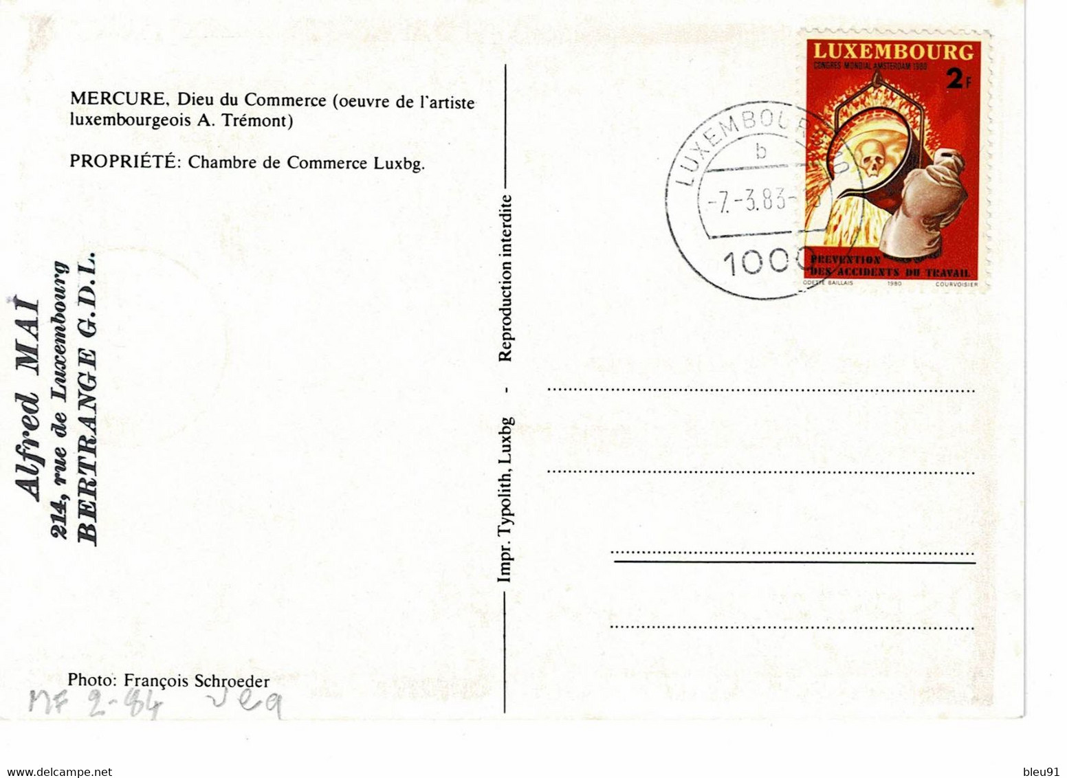 CARTE MAXIMUM  LUXEMBOURG 1983 25 ème CONGRES ACI FOREX 83 MERCURE - Tarjetas Máxima