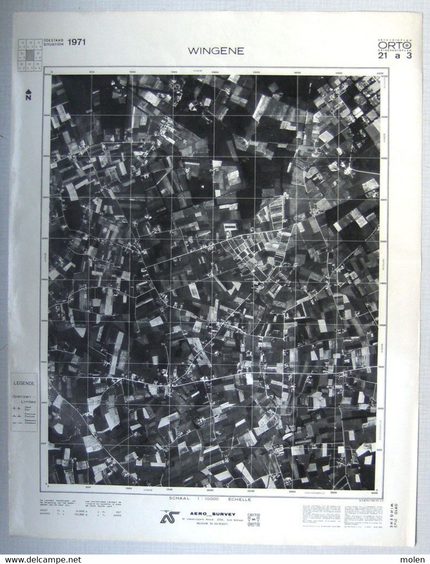 TOESTAND In 1971 GROTE LUCHT-FOTO Van WINGENE 63x48cm KAART ORTO PLAN 1/10.000 CARTOGRAPHIE PHOTO AERIENNE CARTE R233 - Wingene