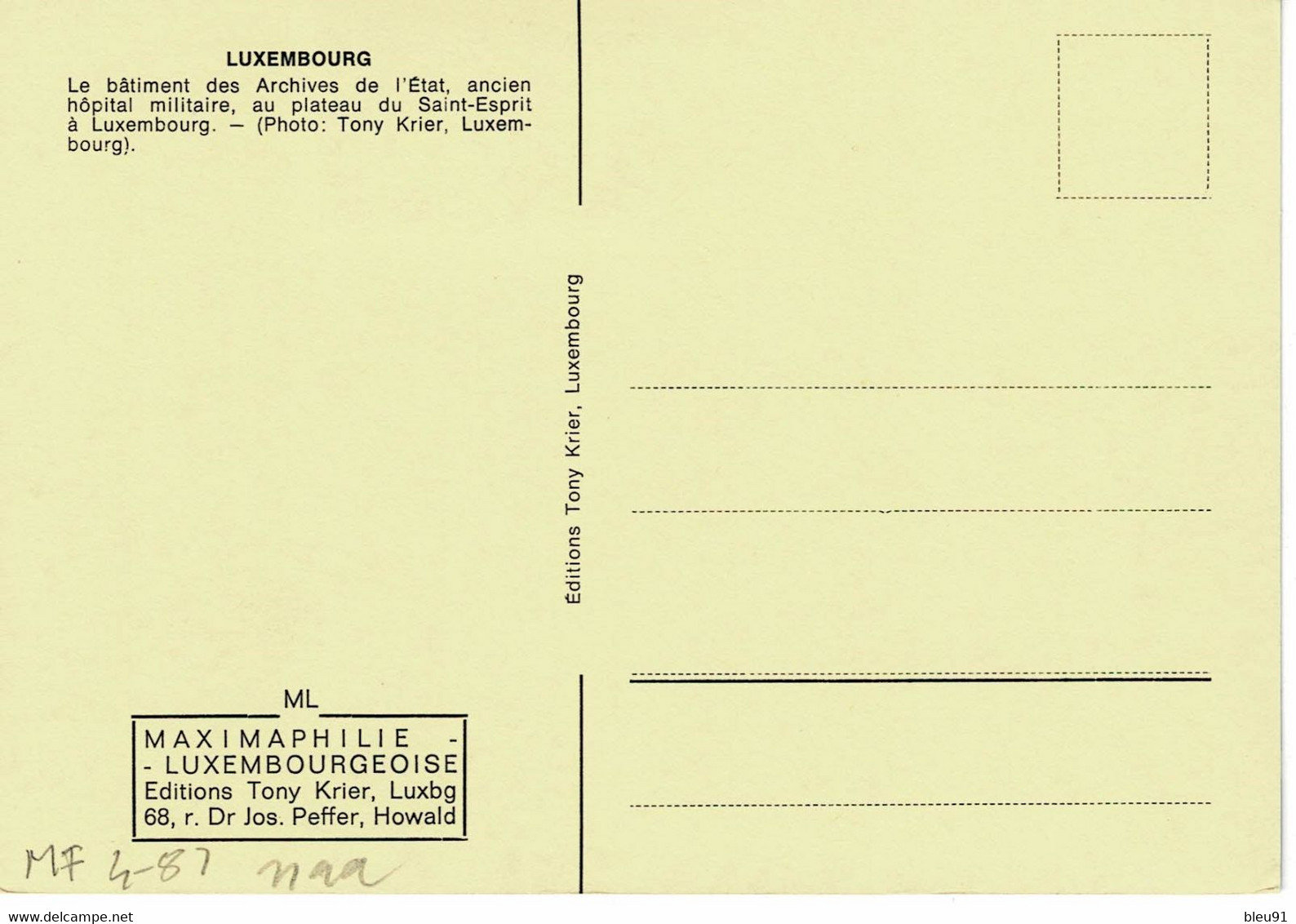 CARTE MAXIMUM  LUXEMBOURG ARCHIVES DE L'ETAT 1980 - Maximumkarten