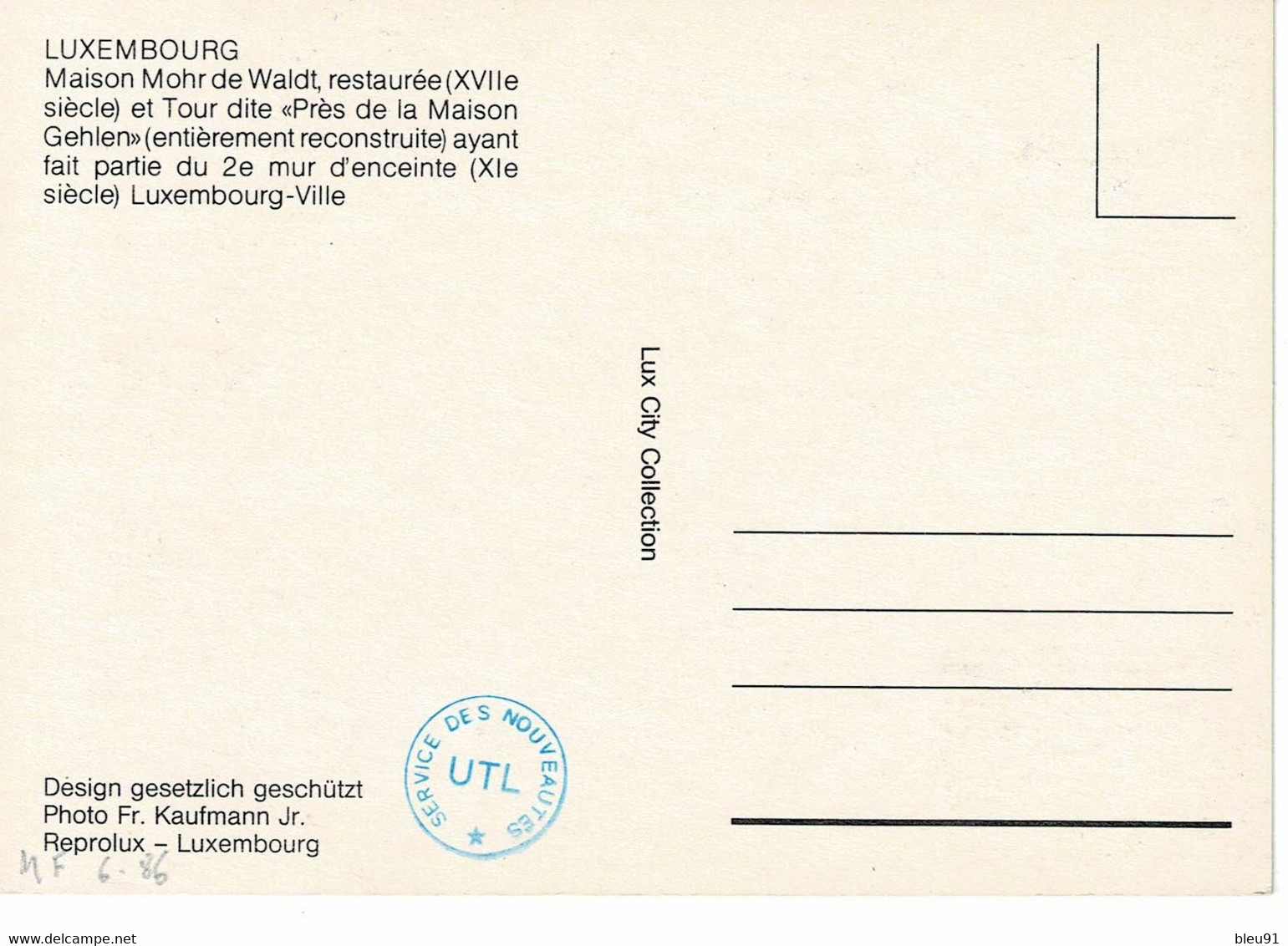 CARTE MAXIMUM  LUXEMBOURG MAISON MOHR DE WALDT 1985 - Cartoline Maximum