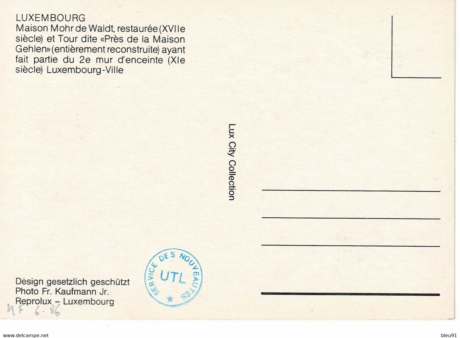 CARTE MAXIMUM  LUXEMBOURG MAISON MOHR DE WALDT 1985 - Cartes Maximum