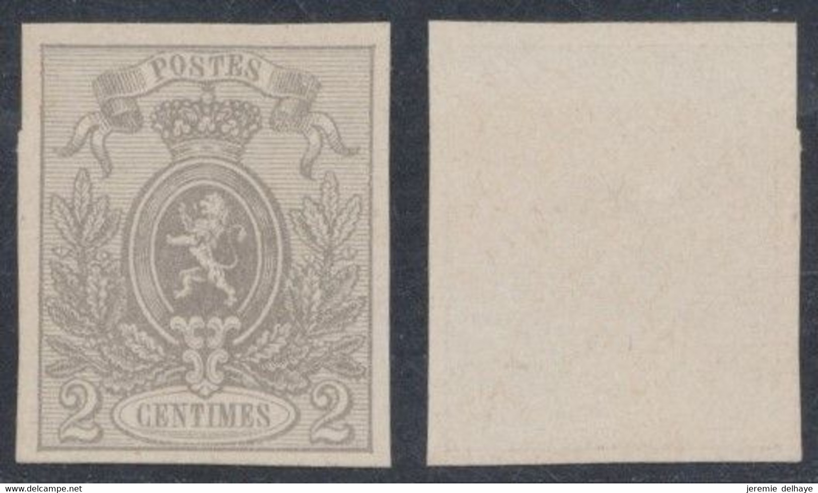 Essai - Planche Définitive De 50 Timbres Sur Papier Blanc (petit Lion) Type 2ctm Gris / STES1338. Indice 2 - Proeven & Herdruk