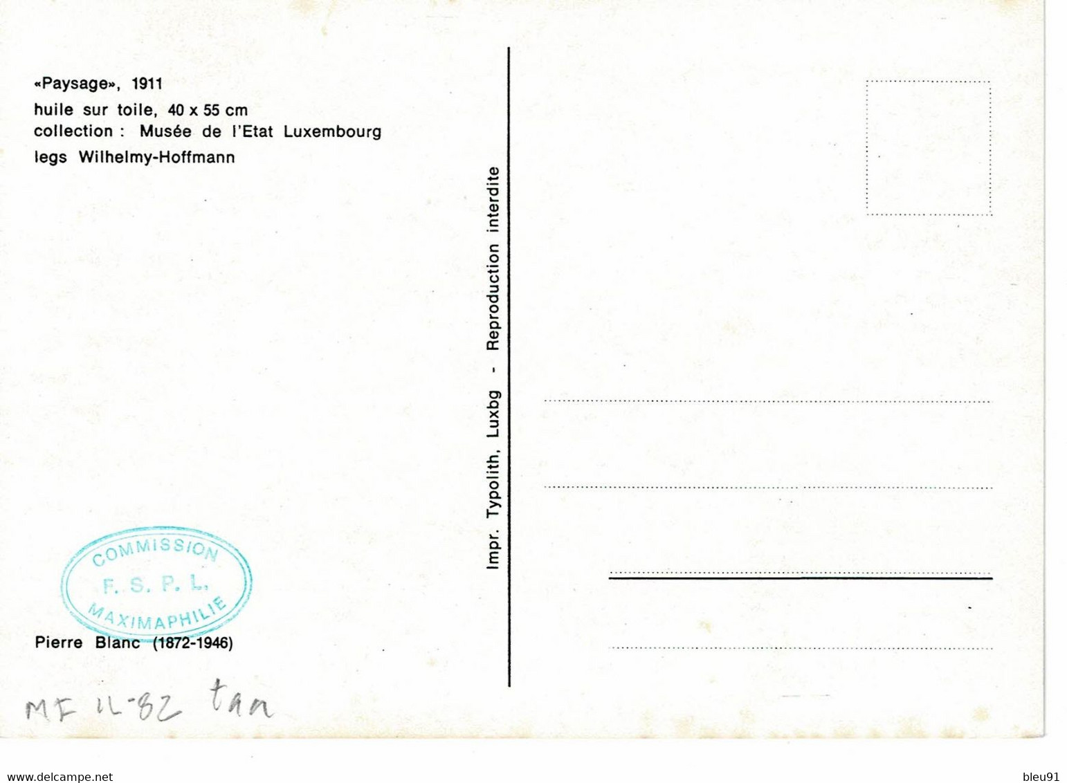 CARTE MAXIMUM  LUXEMBOURG CARITAS 1982 PIERRE BLANC - Maximumkarten