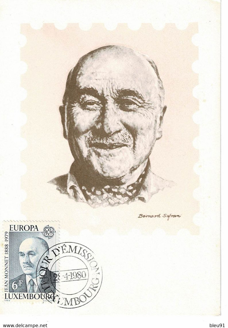 CARTE MAXIMUM  LUXEMBOURG 1980 JEAN MONNET - Cartoline Maximum