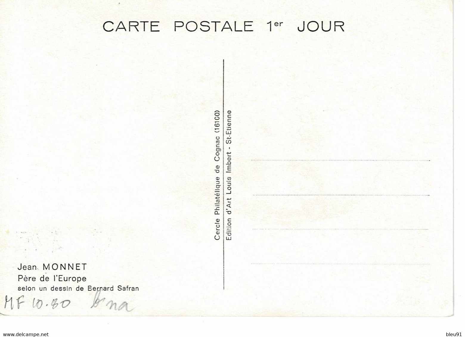 CARTE MAXIMUM  LUXEMBOURG 1980 JEAN MONNET - Tarjetas Máxima