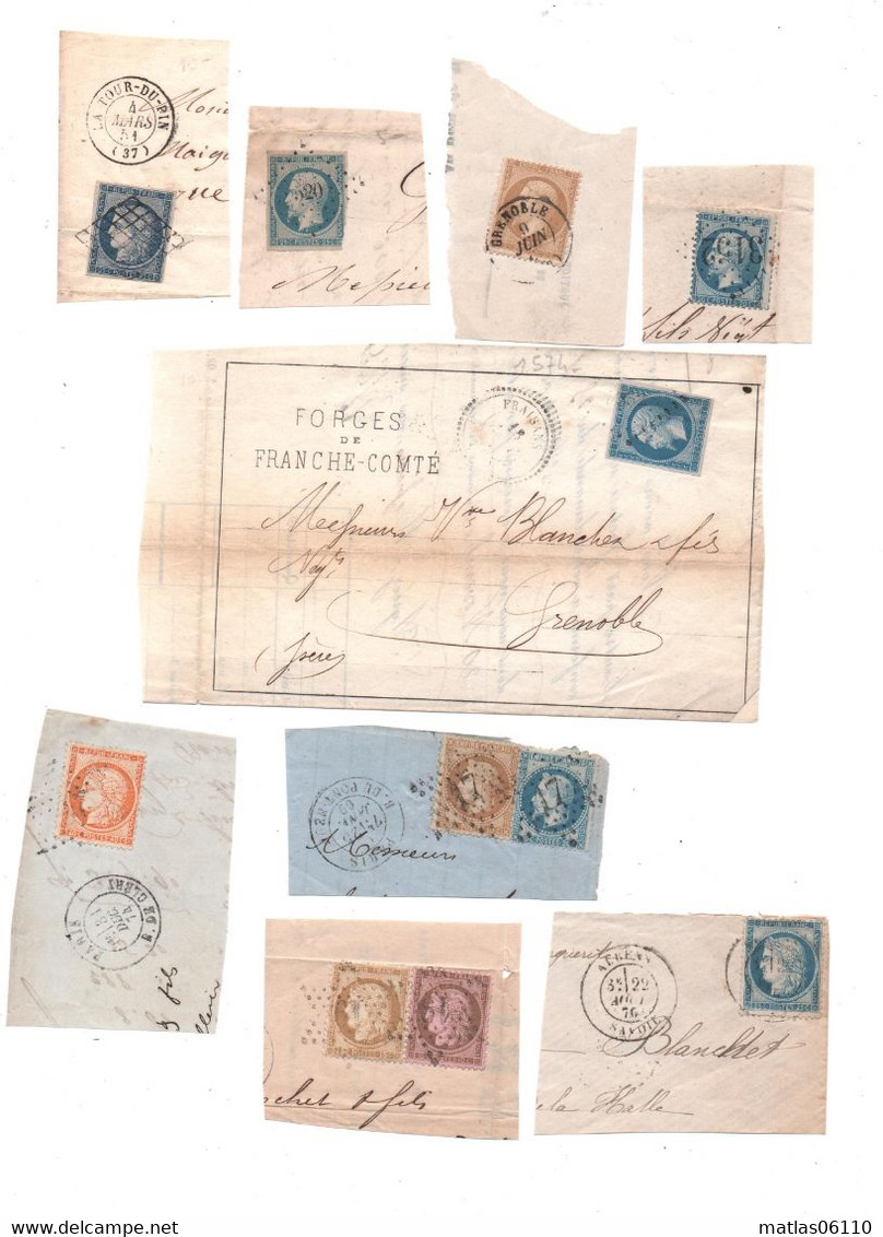 France - Lot De  11 Timbres  Anciens Sur Fragments - Voir Scans  Pour état   - - Other & Unclassified