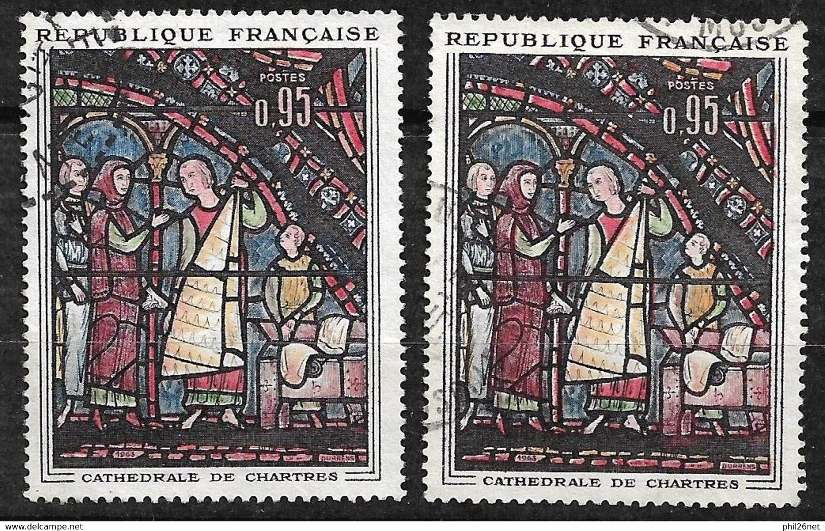 France Dallay N°1409 Et 1409a Couleurs Décalées Colonne Jaune Oblitérés B/TB  - Usati