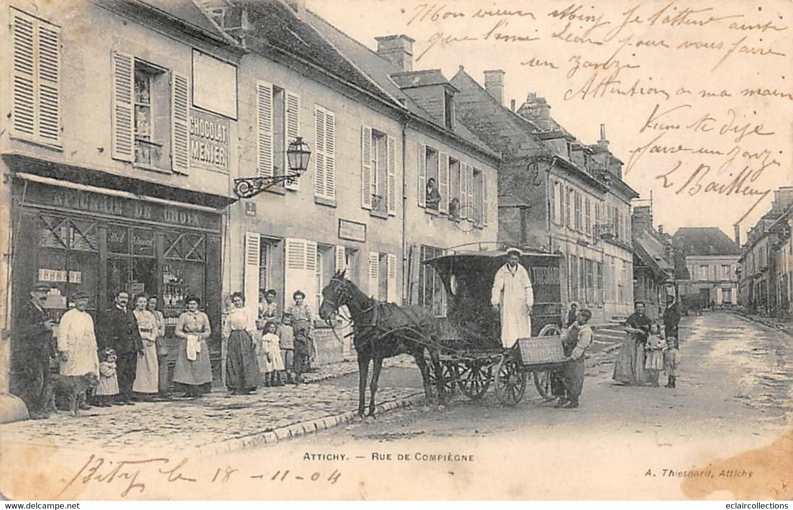 Attichy        60       Rue De Compiègne .Epicerie De Choix. Voiture Hippomobile De Livraison     (voir Scan) - Attichy