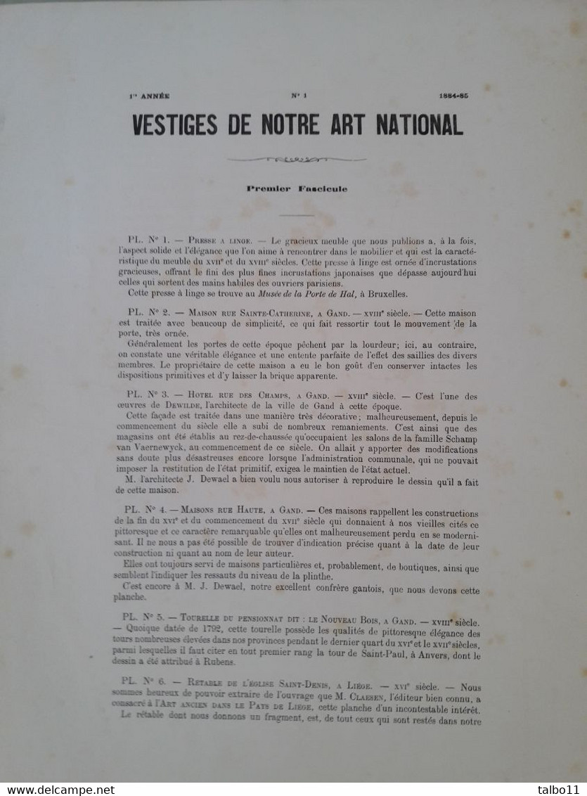 Vestiges De Notre Art National - Société Centrale D'architecture De Belgique - 1884  Van Ysendyck - Lot De 138 Planches - Architektur