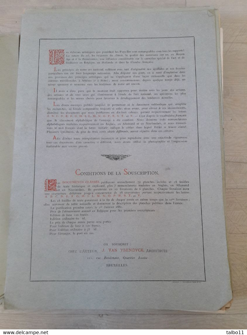 Vestiges De Notre Art National - Société Centrale D'architecture De Belgique - 1884  Van Ysendyck - Lot De 138 Planches - Architektur