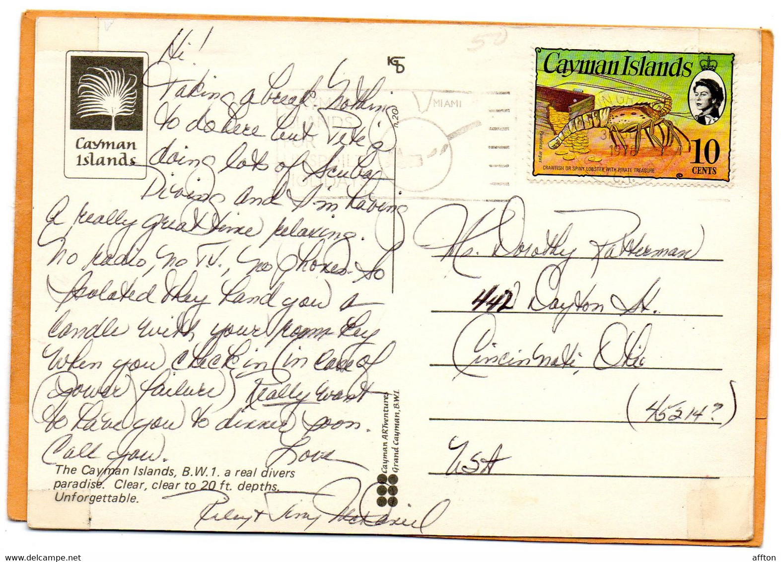 Cayman Islands Old Postcard Mailed - Caimán (Islas)