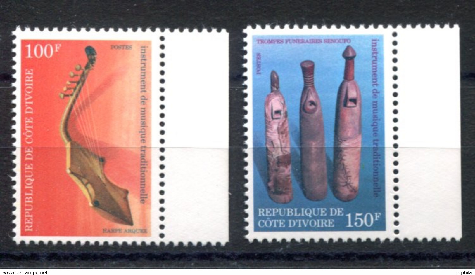 RC 18978 COTE D'IVOIRE COTE 80€ N° 508A / 508B INSTRUMENTS DE MUSIQUE TRADITIONNELLE NEUF ** - Costa De Marfil (1960-...)