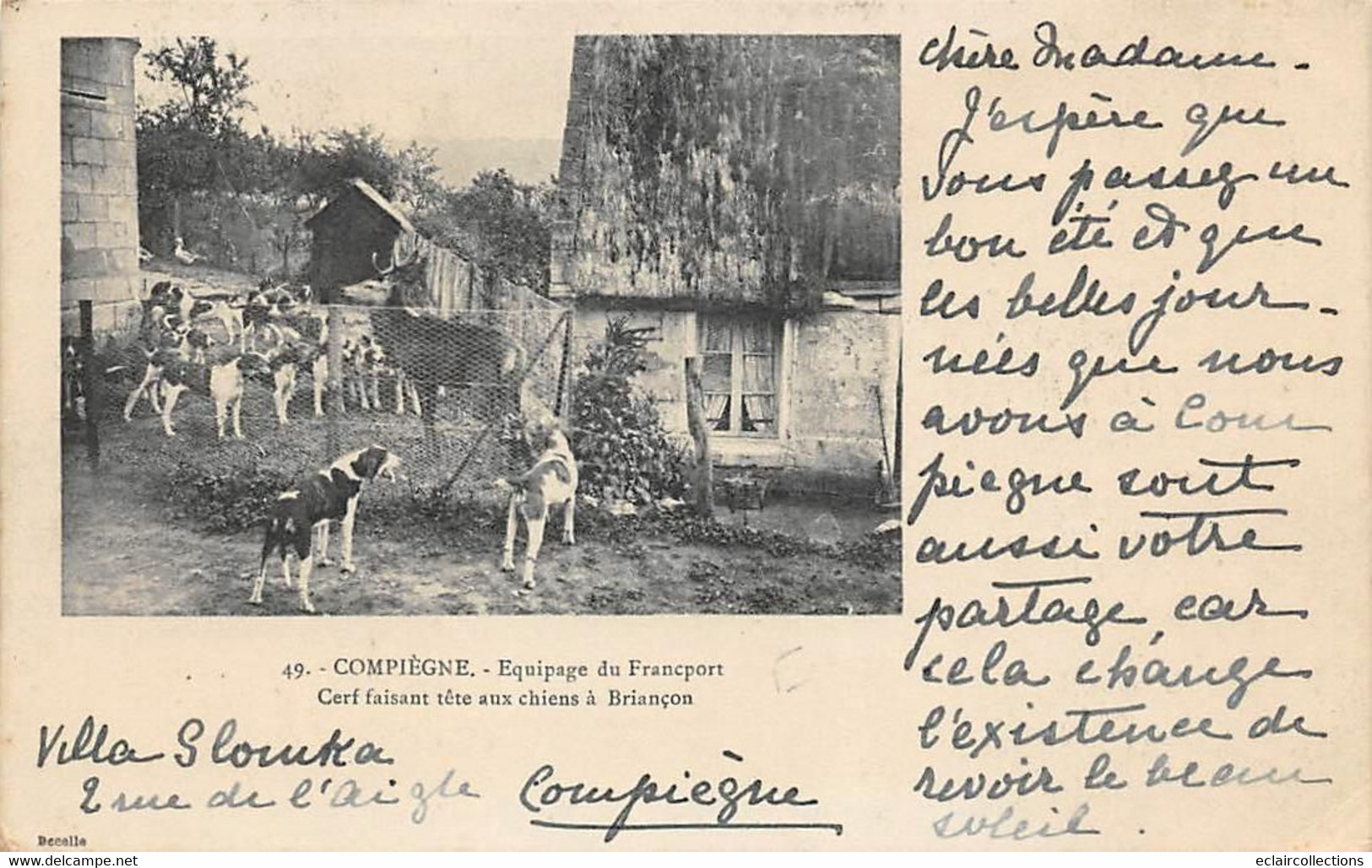 Compiègne     60   La Forêt: Chasse à Courre: Equipage Du Francport Cerf Faisant Tête Aux Chiens à Briançon  (voir Scan) - Compiegne