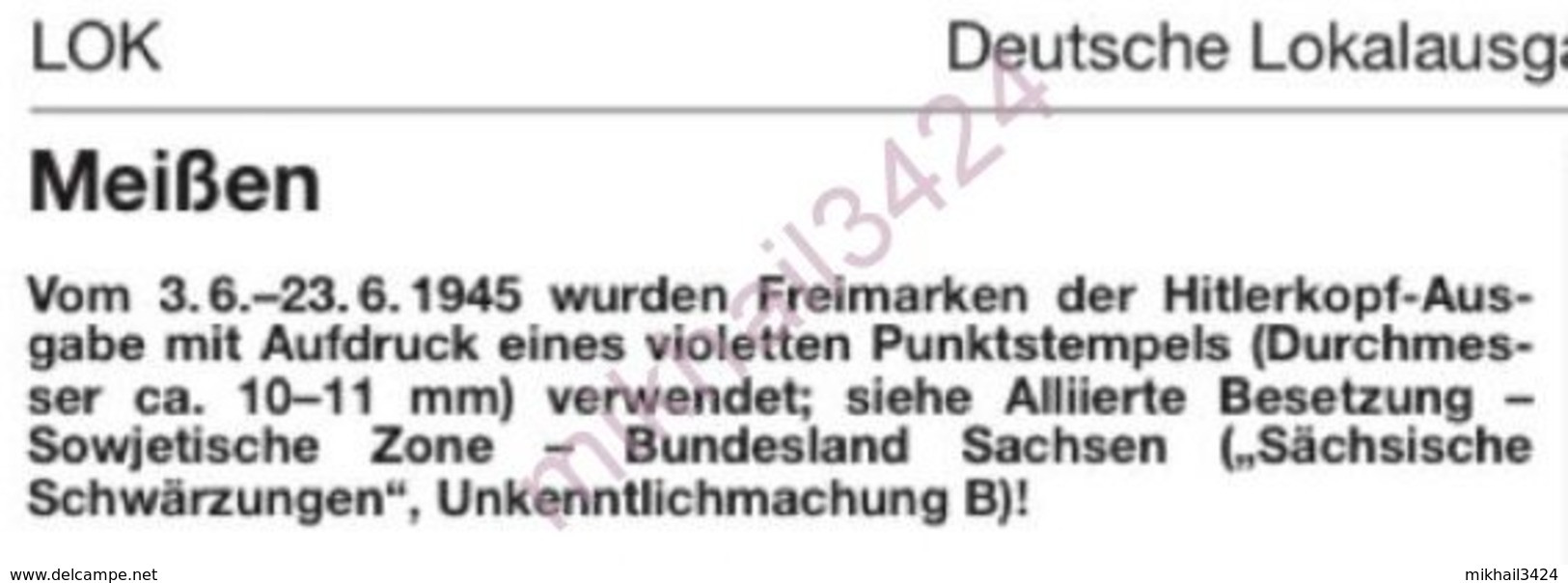 0627 ✅ Defins War WWII WW2 Soviet Occupation Zone Optd. 1945 Meissen Germany 3v MNH ** 46ME - Other & Unclassified