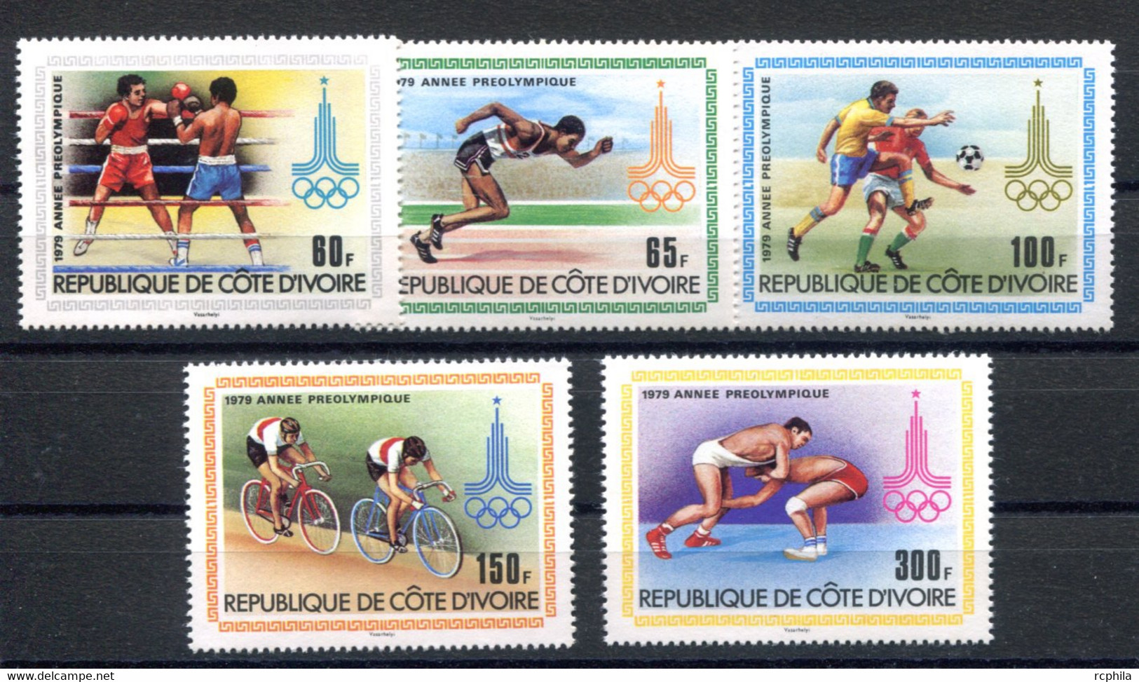 RC 18994 COTE D'IVOIRE COTE 8€ N° 511 / 515 JEUX OLYMPIQUES DE MOSCOU ANNÉE PREOLYMPIQUE SÉRIE COMPLETE NEUF ** - Côte D'Ivoire (1960-...)