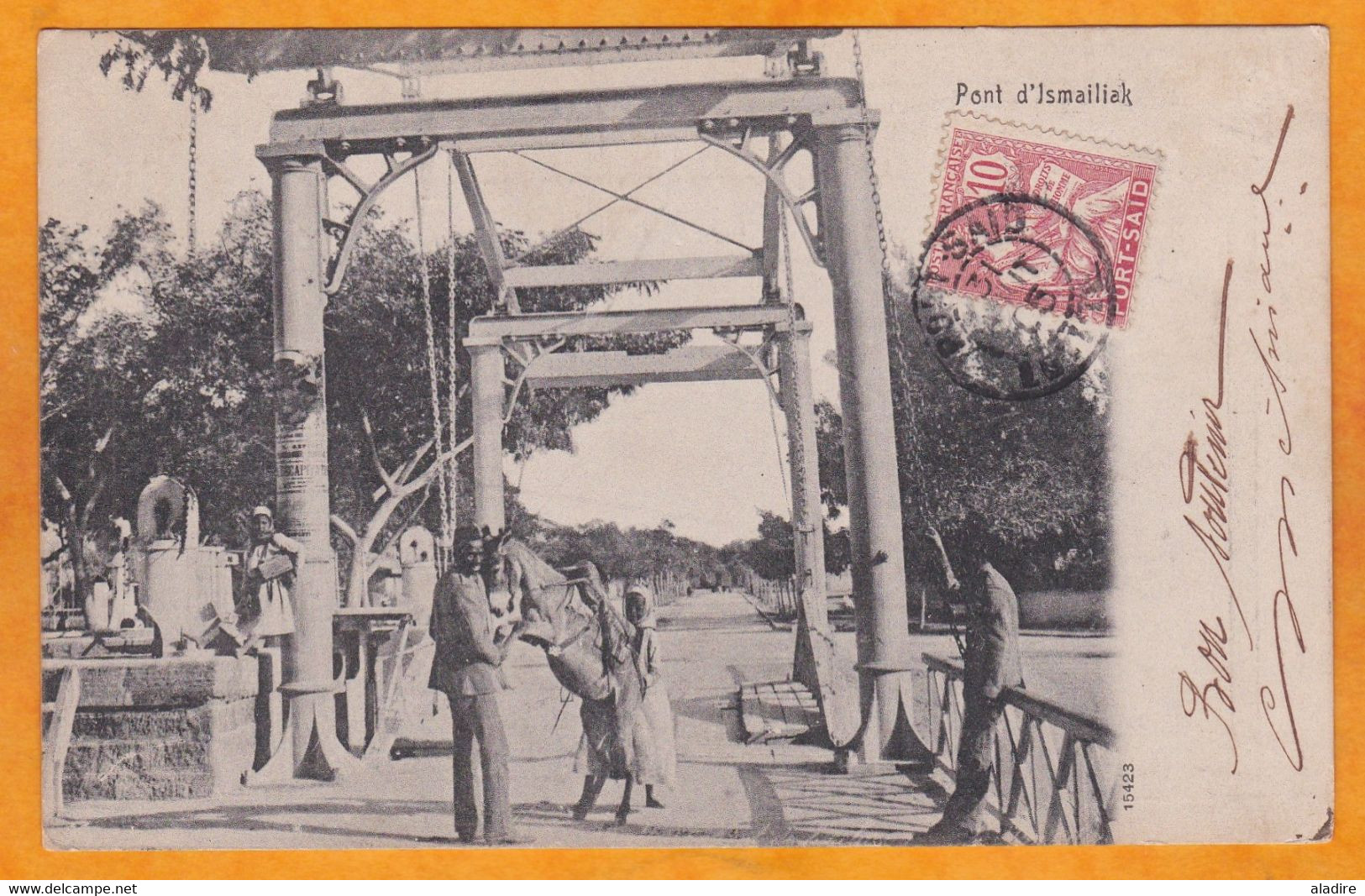 1905 - BFE - 10 C Mouchon Sur Carte Postale De Port Said Vers Grenoble - Pont D'Ismailiak - Brieven En Documenten