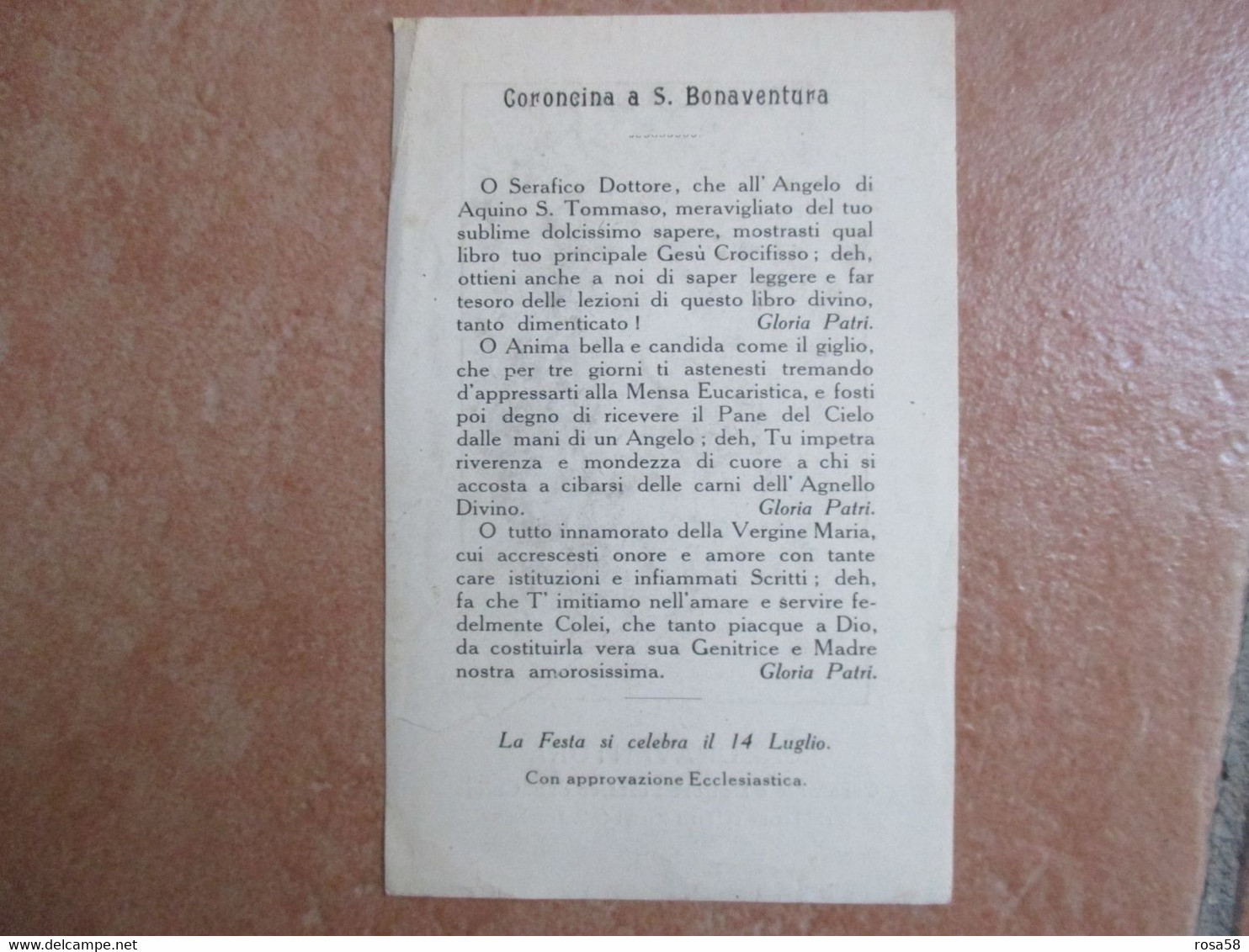 S.BONAVENTURA Cardinale E Dottore Serafico Di S.Chiesa Ordine Frati Minori S.Francesco - Images Religieuses