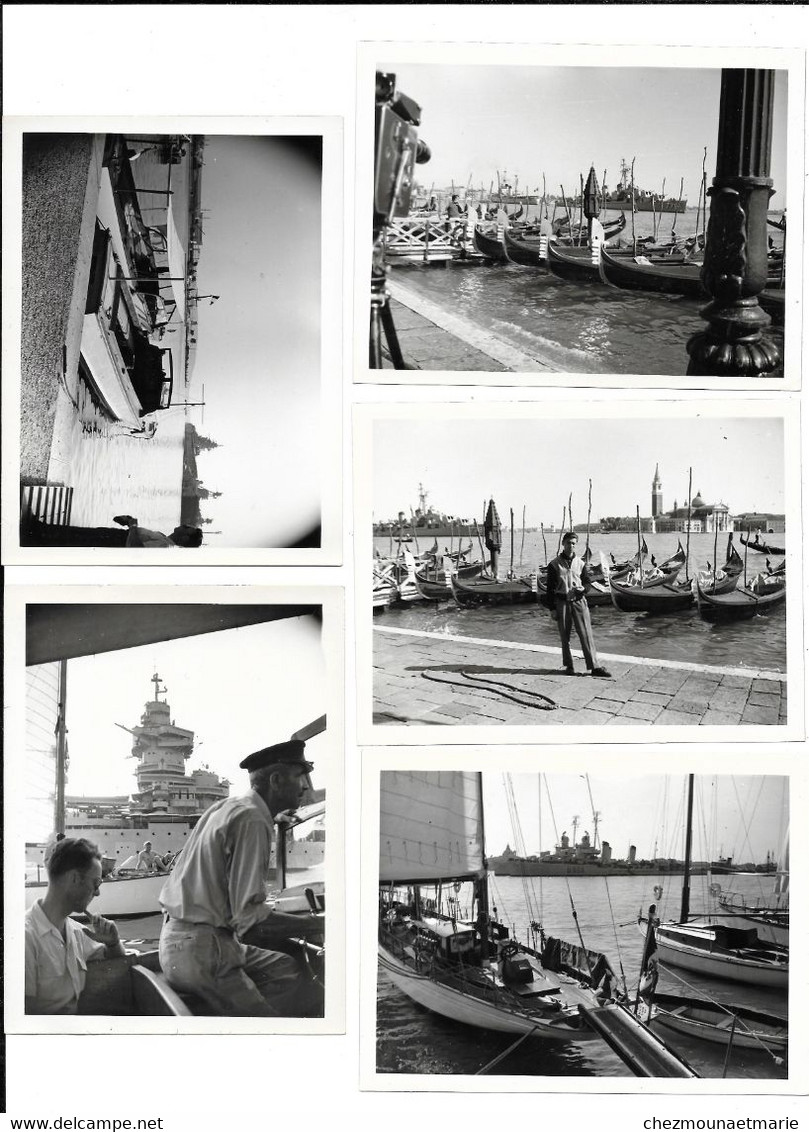 NAVIRES DE GUERRE D 553 778 TOULON ET VENISE 1953 - LOT DE 5 PHOTOS - Schiffe