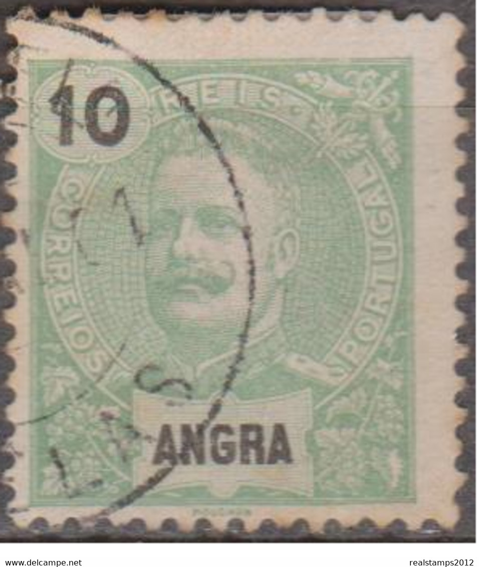 ANGRA (Açores)-1897,  D. Carlos I.  10 R.    D. 11 1/2  (o)  Afinsa Nº 15 - Angra